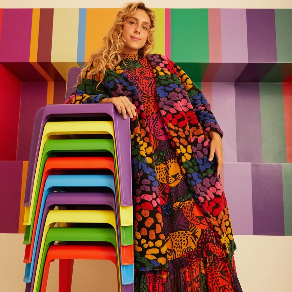 Rainbow Leopards Fleece Cardigan size small